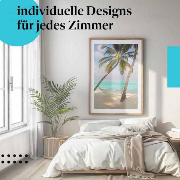 Schlafzimmer Deko: Traumstrand mit "Hängematte" Poster